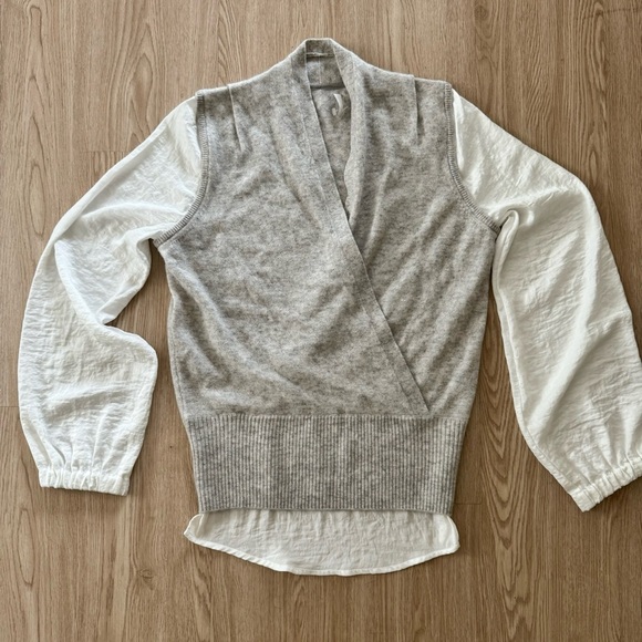 Brochu walker phineas satin sleeve wrap cashmere sweater nwot